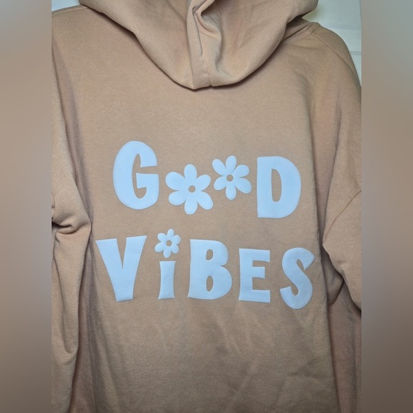 Hippie Rose GOOD VIBES Sweatsuit Sand Color Sz Medium NWT Full Zip Hoodie Pants - Picture 8 of 13